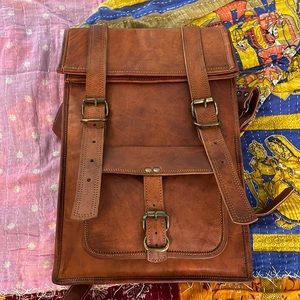 All Leather backpack/ messenger bag.